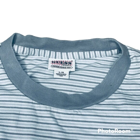 Vintage Guess Jeans Original Gray Striped Shirt sz Large - Picture 2 of 4